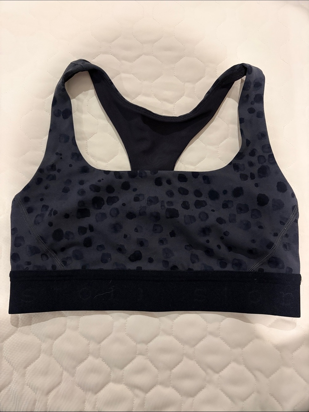 Leopard-Print Black & Charcoal Racerback Sports Bra